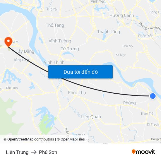 Liên Trung to Phú Sơn map