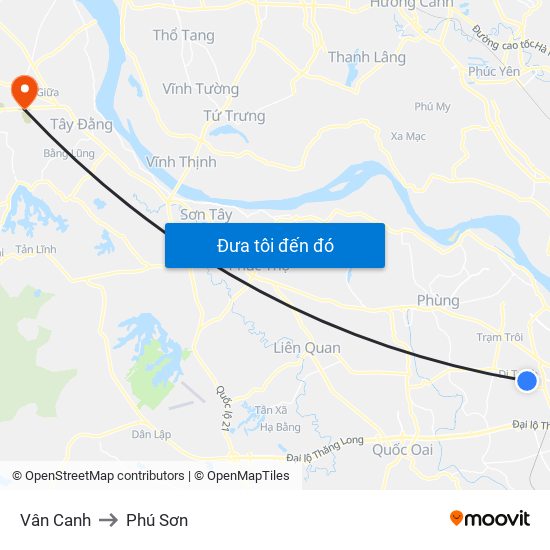 Vân Canh to Phú Sơn map