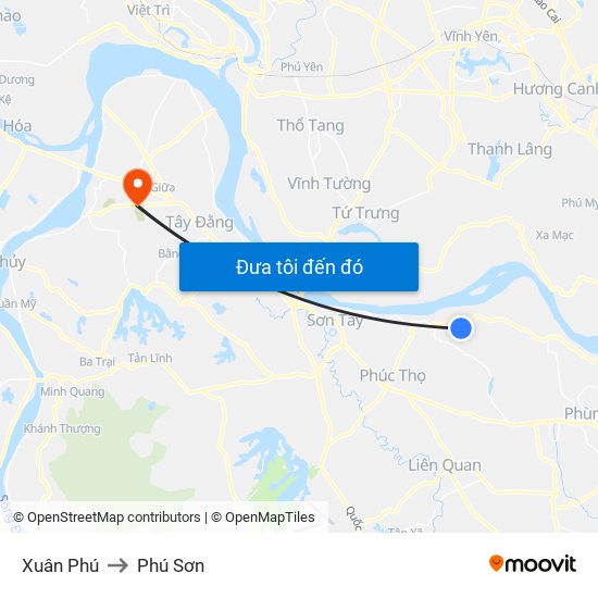 Xuân Phú to Phú Sơn map