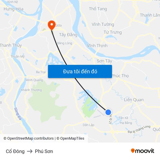 Cổ Đông to Phú Sơn map