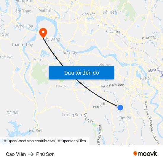 Cao Viên to Phú Sơn map