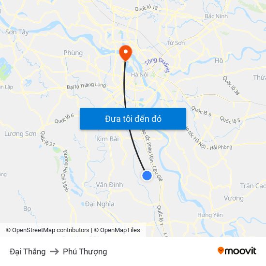 Đại Thắng to Phú Thượng map