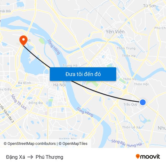 Đặng Xá to Phú Thượng map