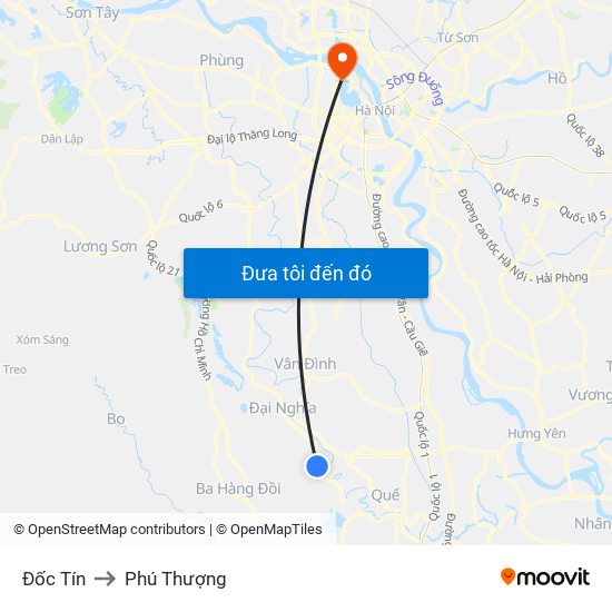 Đốc Tín to Phú Thượng map