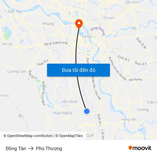 Đồng Tân to Phú Thượng map