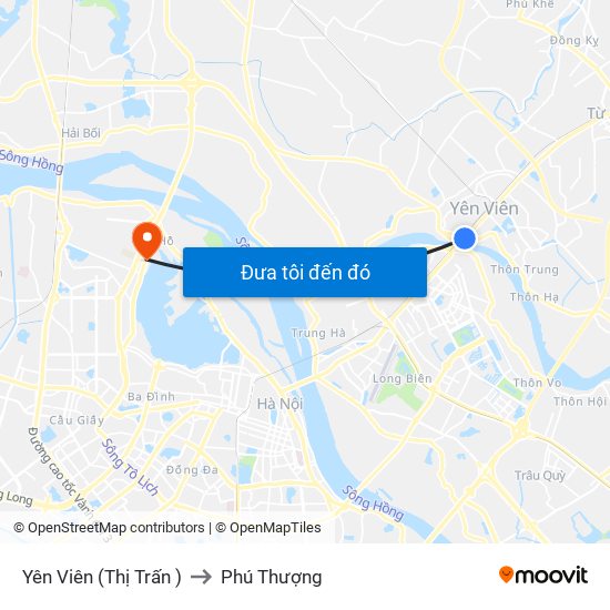 Yên Viên (Thị Trấn ) to Phú Thượng map