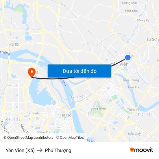 Yên Viên (Xã) to Phú Thượng map