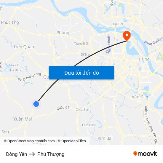 Đông Yên to Phú Thượng map