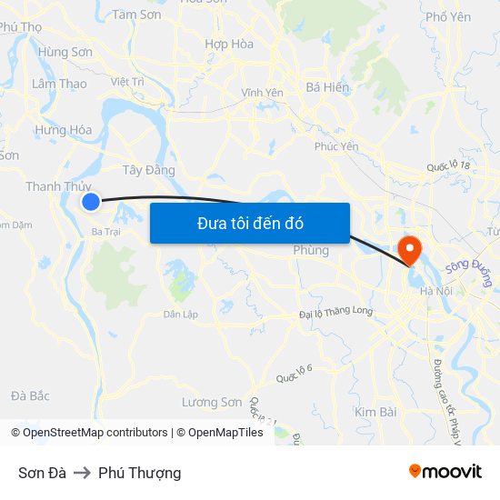 Sơn Đà to Phú Thượng map