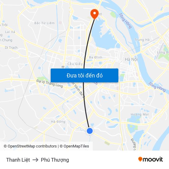 Thanh Liệt to Phú Thượng map