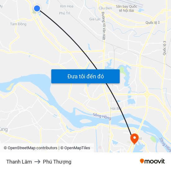 Thanh Lâm to Phú Thượng map