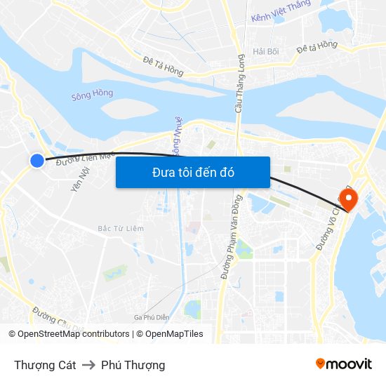 Thượng Cát to Phú Thượng map