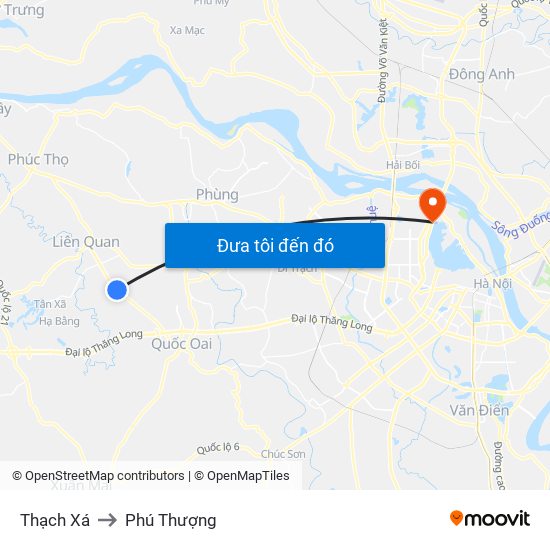 Thạch Xá to Phú Thượng map