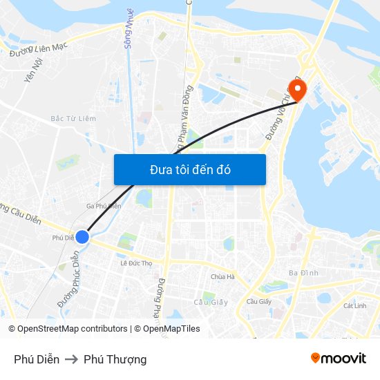Phú Diễn to Phú Thượng map