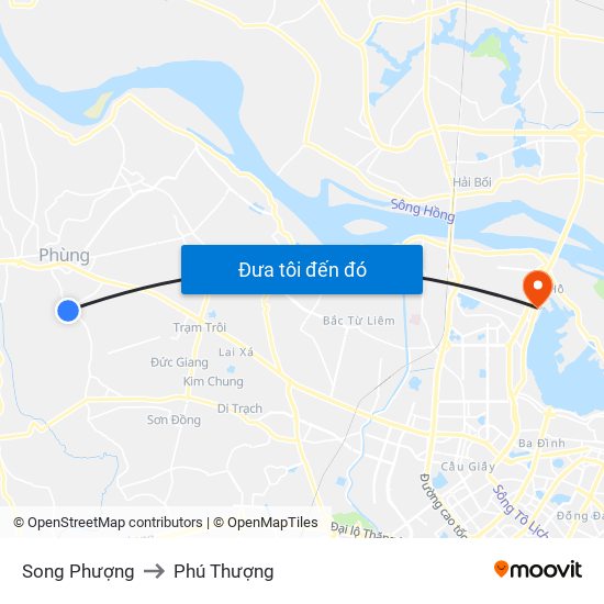 Song Phượng to Phú Thượng map