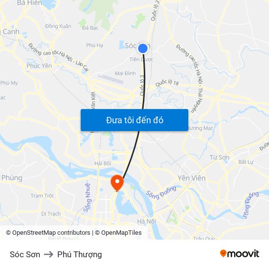 Sóc Sơn to Phú Thượng map