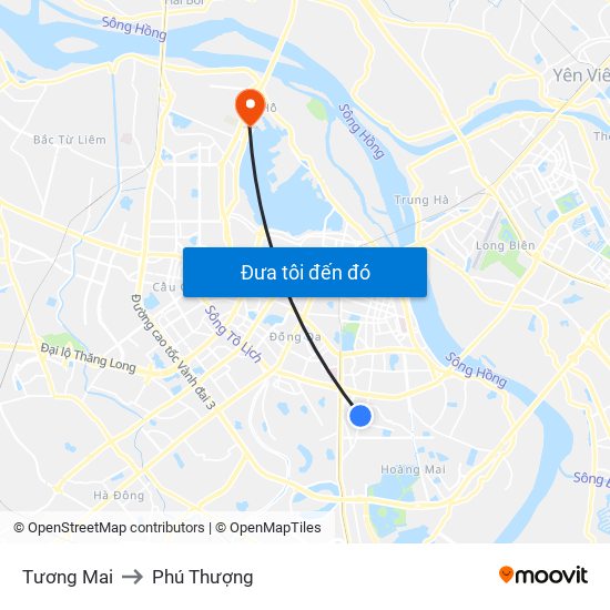 Tương Mai to Phú Thượng map