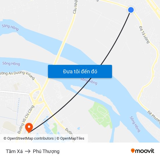 Tầm Xá to Phú Thượng map