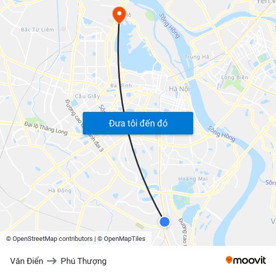 Văn Điển to Phú Thượng map