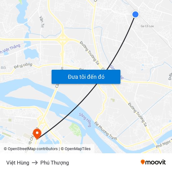 Việt Hùng to Phú Thượng map