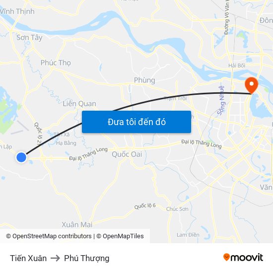 Tiến Xuân to Phú Thượng map