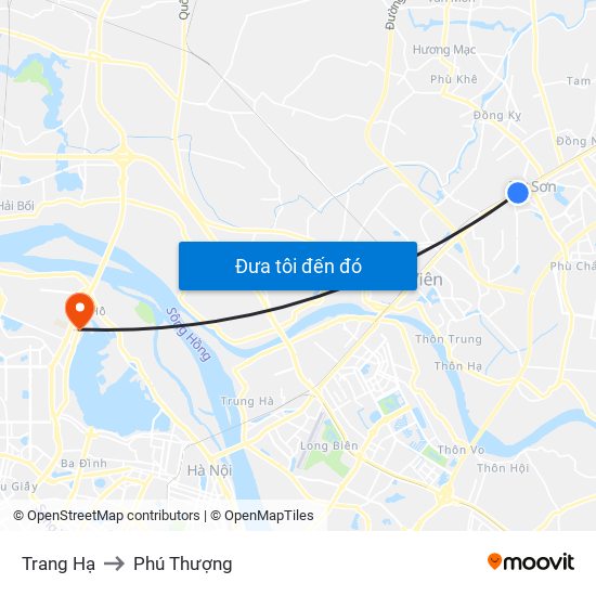 Trang Hạ to Phú Thượng map