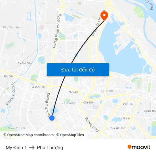Mỹ Đình 1 to Phú Thượng map