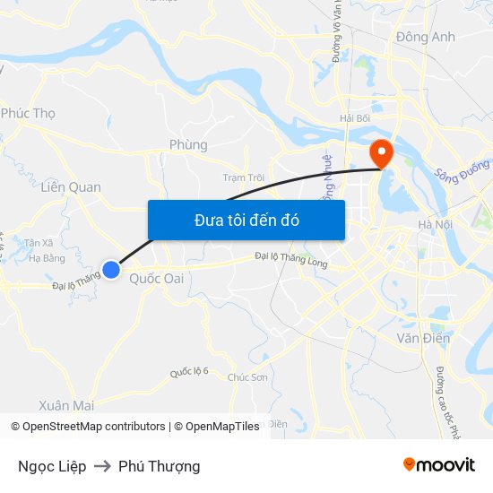 Ngọc Liệp to Phú Thượng map