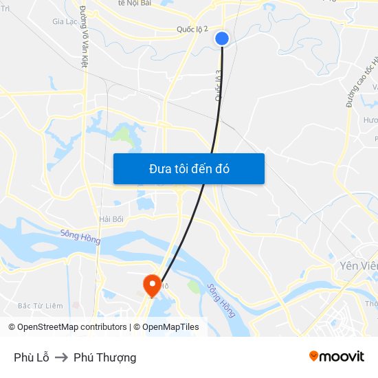 Phù Lỗ to Phú Thượng map