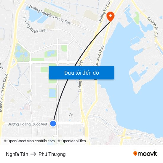 Nghĩa Tân to Phú Thượng map