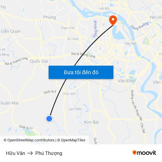 Hữu Văn to Phú Thượng map