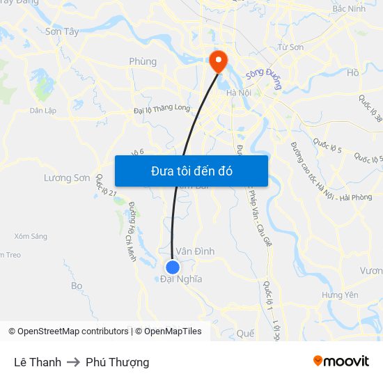 Lê Thanh to Phú Thượng map