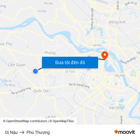 Dị Nậu to Phú Thượng map