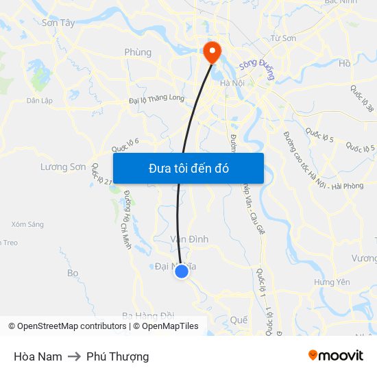 Hòa Nam to Phú Thượng map