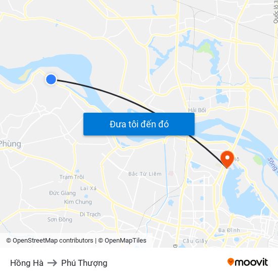 Hồng Hà to Phú Thượng map