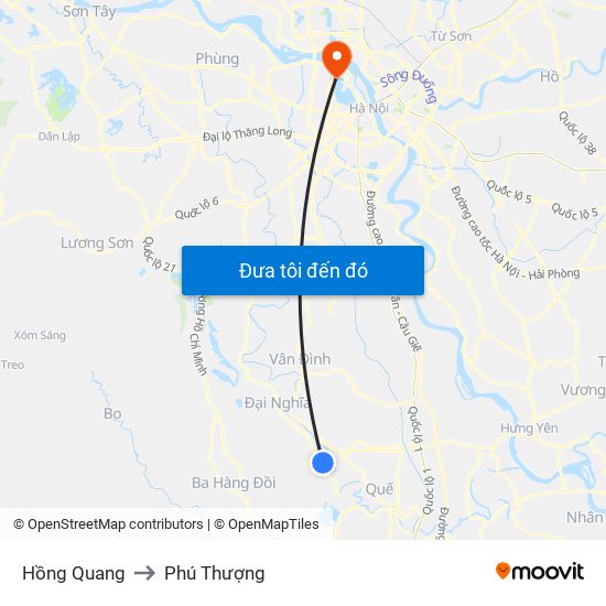 Hồng Quang to Phú Thượng map