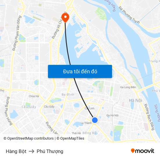 Hàng Bột to Phú Thượng map