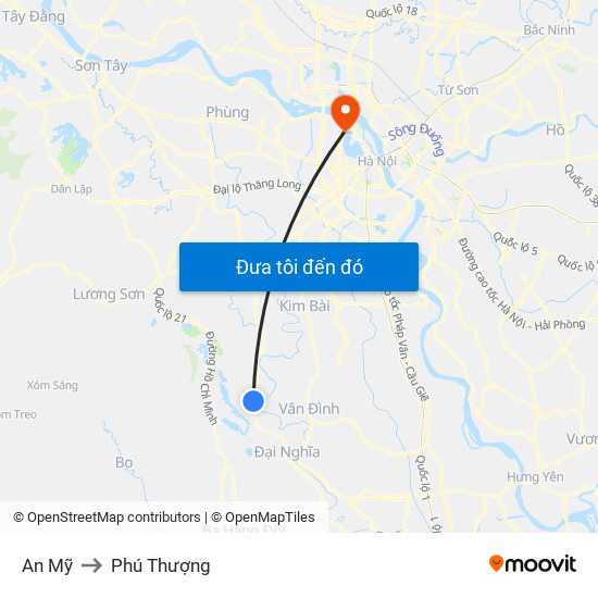 An Mỹ to Phú Thượng map