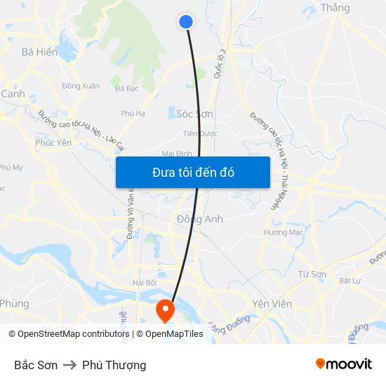 Bắc Sơn to Phú Thượng map