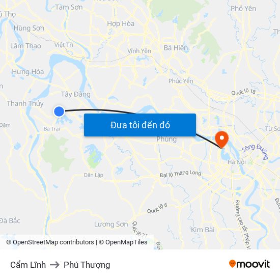 Cẩm Lĩnh to Phú Thượng map