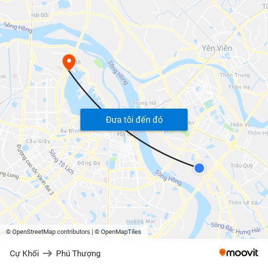 Cự Khối to Phú Thượng map