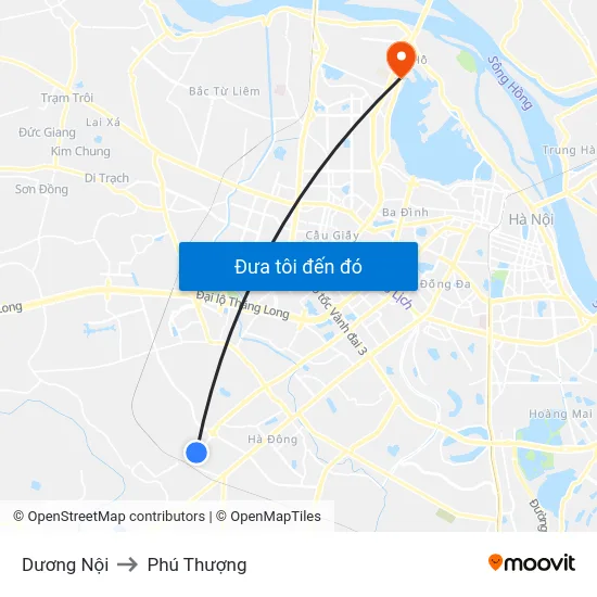 Dương Nội to Phú Thượng map