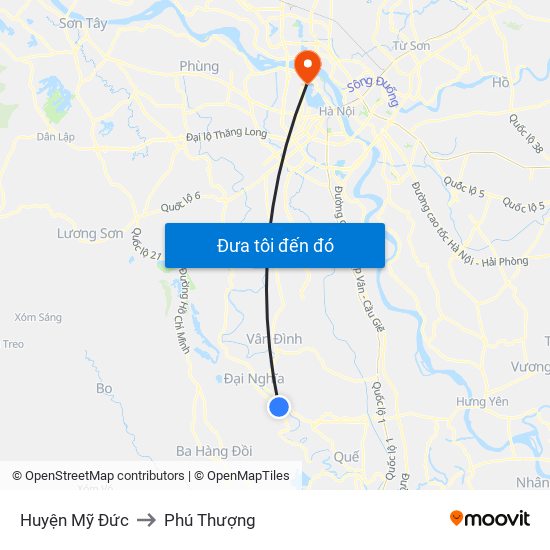 Huyện Mỹ Đức to Phú Thượng map