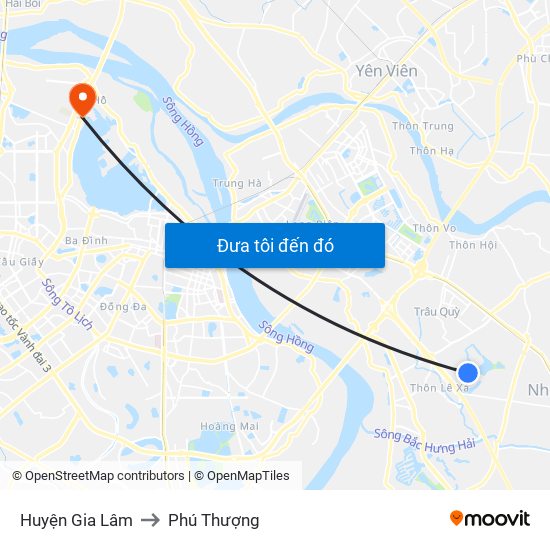 Huyện Gia Lâm to Phú Thượng map