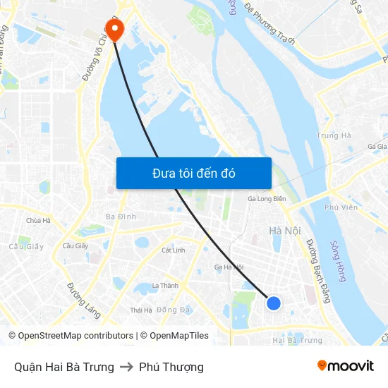 Quận Hai Bà Trưng to Phú Thượng map
