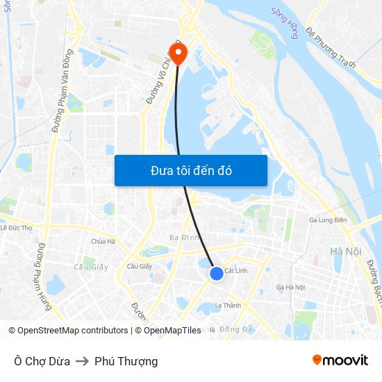 Ô Chợ Dừa to Phú Thượng map