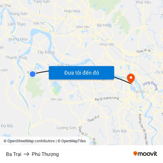 Ba Trại to Phú Thượng map