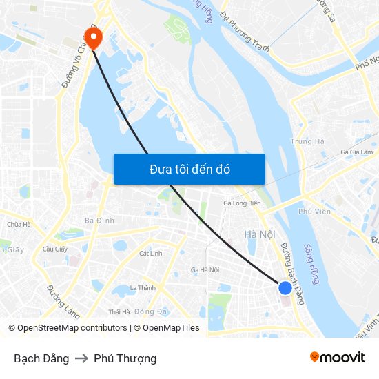 Bạch Đằng to Phú Thượng map