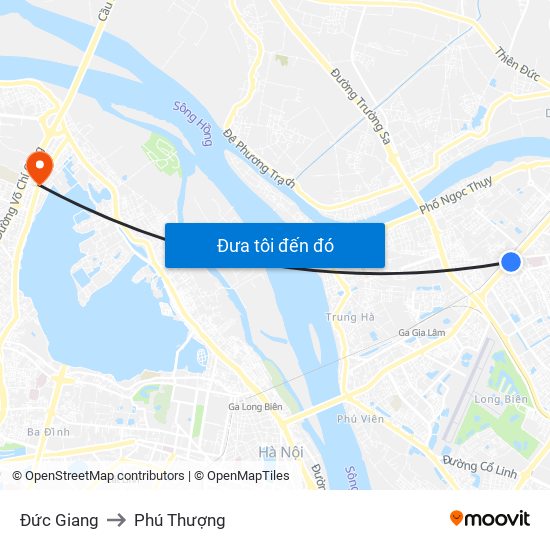 Đức Giang to Phú Thượng map