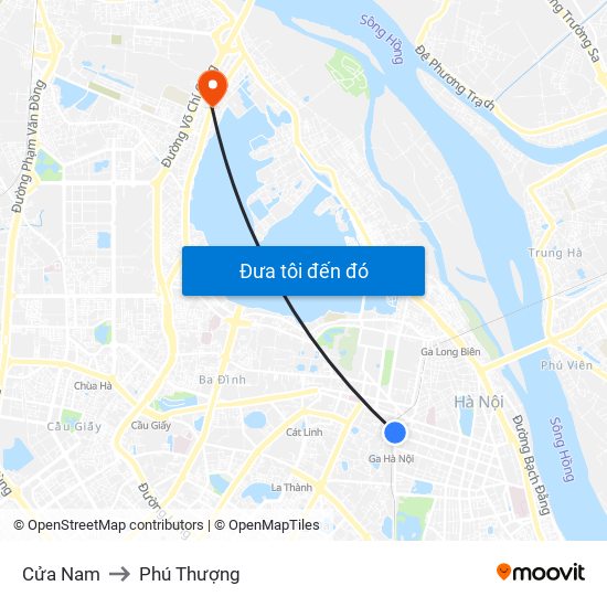 Cửa Nam to Phú Thượng map